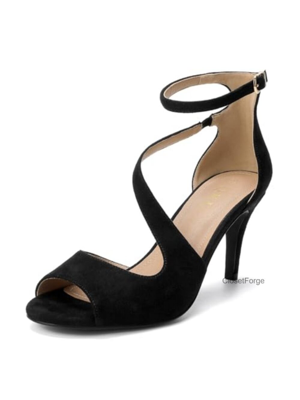 Open Toe Heeled Sandals with Ankle Strap Stiletto Heels for Women